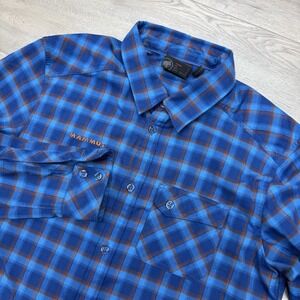 Mammut Blue Plaid Flannel Multicolor Men's Sz L Outdoor Gorpcore Hike Nature